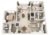 2 Bed 2 Bath Floor Plan 2 Bed 2 Bath Floor Plan at The Arbor Walk Apartments, Tampa